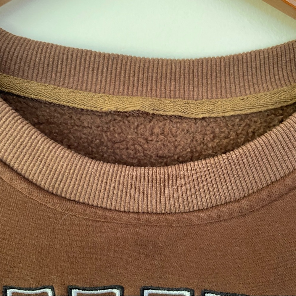 Nike Vintage Crew Neck Sweatshirt Brown w Large Front Embroidered Logo XXL - Picture 4 of 7